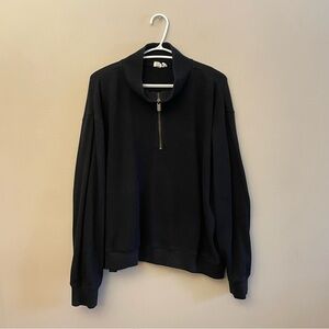 tentree Black Waffle Knit Half-Zip Hoodie